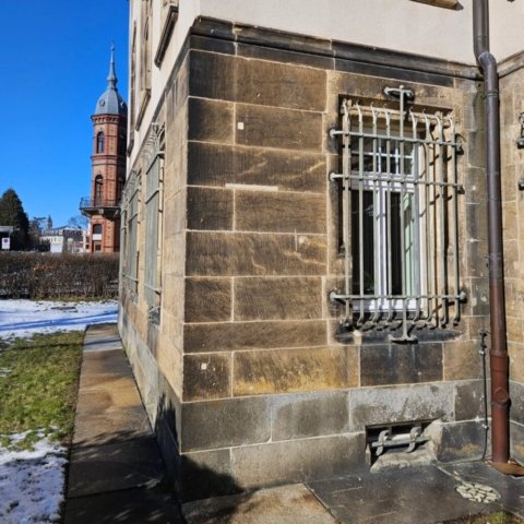 bullet holes on Bautzen's Courthouse